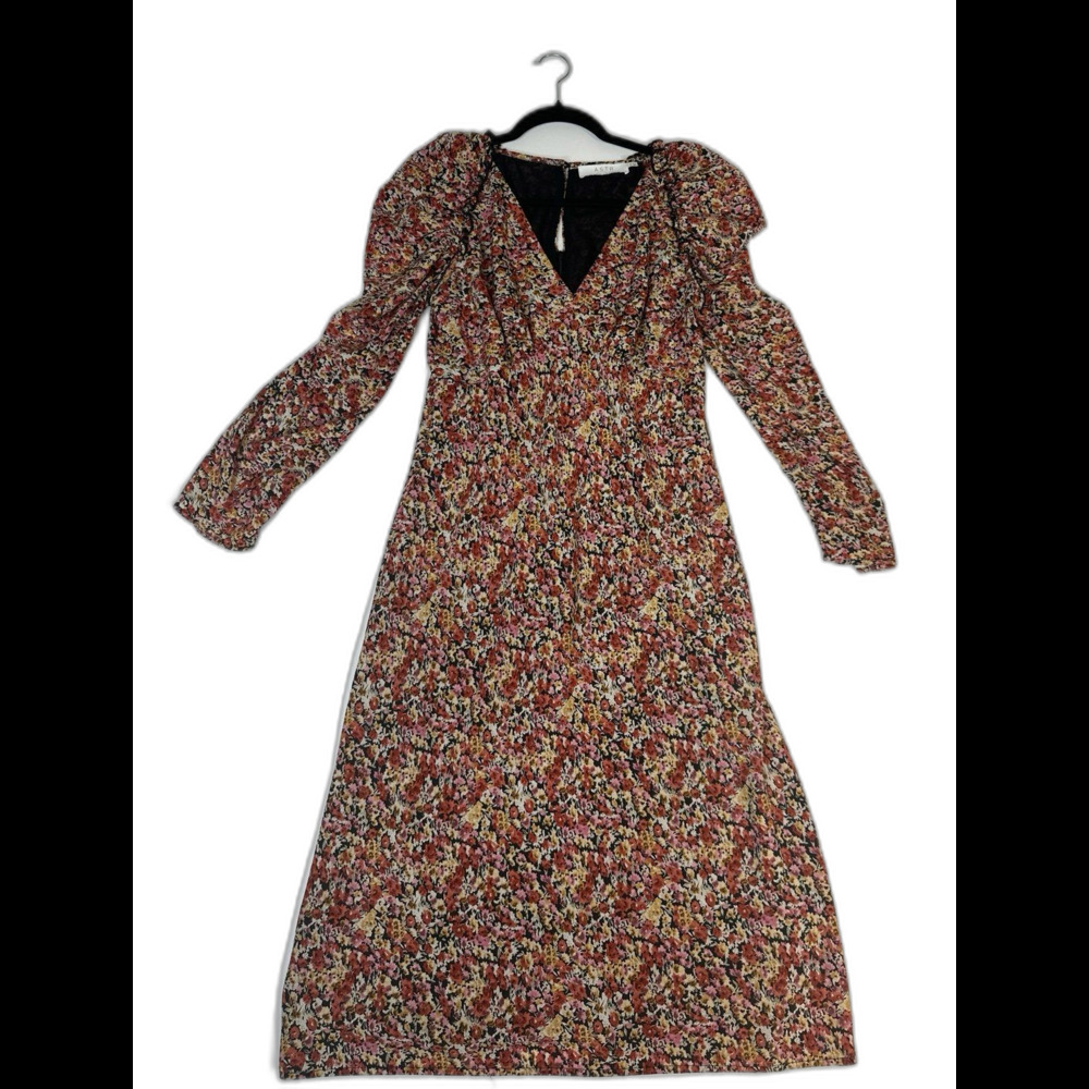 ASTR The Label Ruched Sleeve Floral Midi Dress Sz M